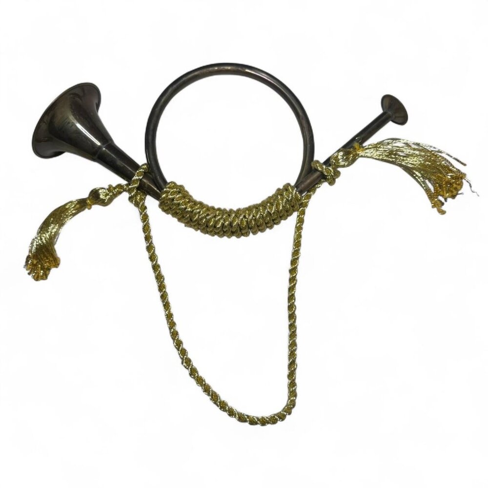 Vintage Decorative Metal French Horn Decor On Rope